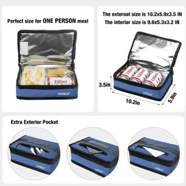 Aosbos Lunch Bag, 3.5L Insulated Lunch Bags for Women Men Kids Adults, Small Lunch Box Cool Bag, Portable Soft Cooler Bags Thermal Lunchbox Bag Reusable Snack Bag for Office School, Mountain Blue