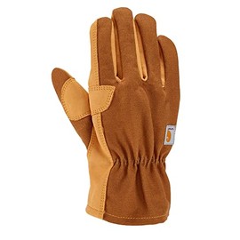 Carhartt Men's Duck/Synthentic Leather Open Cuff Glove, Brown, Small