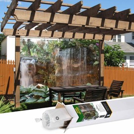 Designer Patio & Gazebo 6ft x 10ft Backdrop Screen - Tropical Garden Waterfall