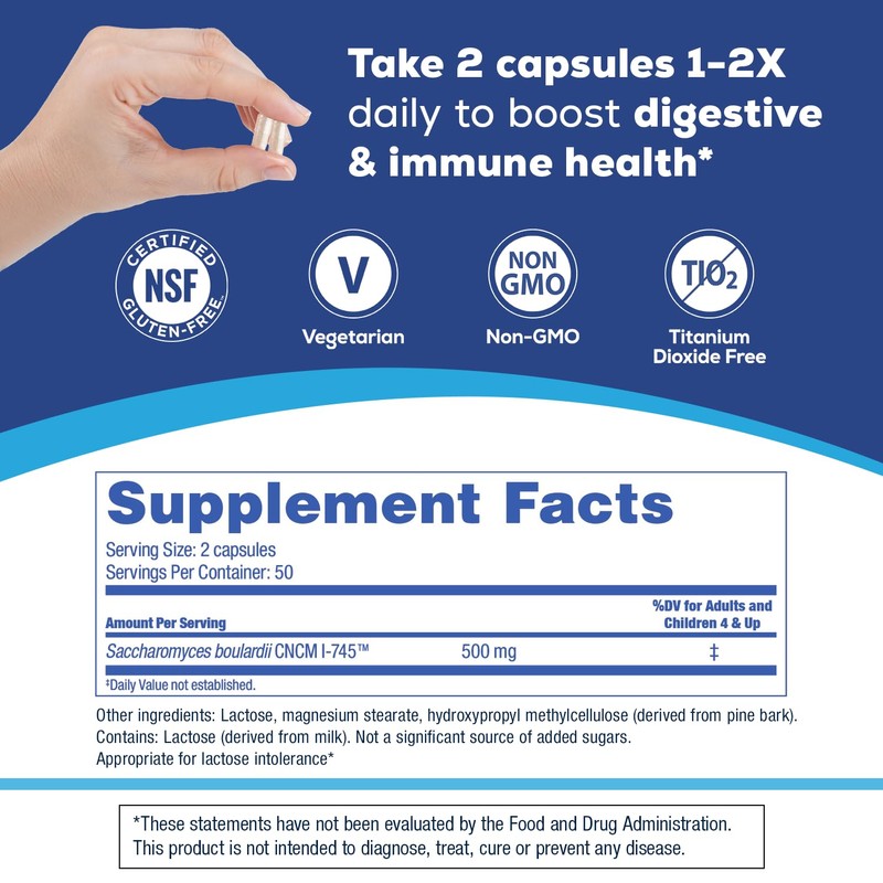 Florastor Probiotics for Digestive and Immune Health, 100 Capsules, Probiotics