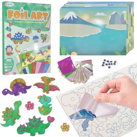 tmlfep Art & Craft Activity for Kids,Foil Fun Dinosaur Set for Child, DIY Foil Foam Stickers,Creative Activity Kits,Kids Travel Toys,Gifts for Girls & Boys (Dinosaurs)