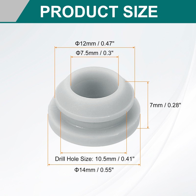 sourcing map 12Pcs Rubber Grommets, Mount Dia 10.5mm ID 7.5mm