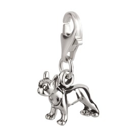 Small Boston Terrier Dog Charm Pendant 925 Sterling Silver 11 x 10 mm, Enamel, No Gemstone