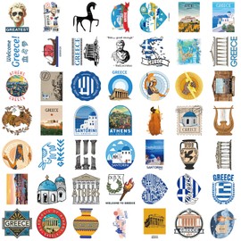 Greece Stickers for Laptop (50 PCS),Gift for Children Teens Adults Girl Boys,Waterproof Stickers for Water Bottle,Greece Vinyl Stickers for Scrapbook,Skateboard,Bike,Phone,Dairy