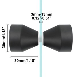 Mooche 3 cm Solid SUS304 Stainless Steel Shower Glass Door Handle, Heavy Duty Sliding Door Knob, Double Sides Pull Hardware Replacement Parts, Matte Black