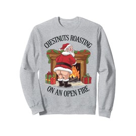 Naughty Santa Roasting Nuts Xmas Crude Humour Sweatshirt
