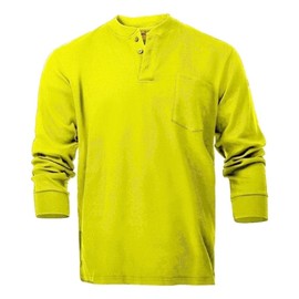 Flame Resistant FR Henley Style T-Shirts (Large, Yellow)