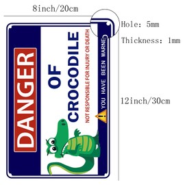 GORGECRAFT Crocodile Sign Crocodile Risk Metal Sign Funny Door Warning Sign For Crocodile Park Man Cave Bar Yard Cafe Bar Wall Decoration, 12 x 8 Inch
