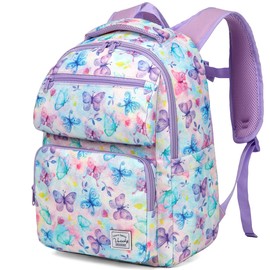 VASCHY Girls Backpack, Kids Cute Kindergarten Preschool Children's Rucksack 12L Small School Bag for Travel Giltter Butterfly