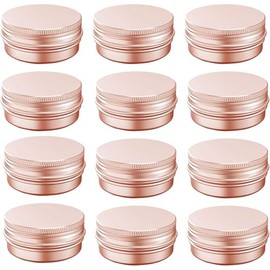 Tarro de aluminio de 5 onzas con tapón de rosca de 15 ml, recipientes recargables para cosméticos, bálsamo labial, crema, loción, bálsamos, especias, salva, oro rosa, 12 unidades