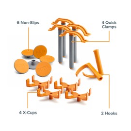 BORA Centipede Panel Cutting Accessory Kit – 4 X-Cups, 4 Quick Clamps, 6 Non-Slips, 2 Hooks, Fits All Centipede Work Stands - Work Bench Accessories for Sawhorse Folding Table Applications CAK2017