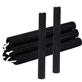 DEYBBY Natural Beeswax Taper Candles,Honeycomb Design Hand-Rolled Beeswax Candles, Dripless and Smokeless, Set of 6(Black)