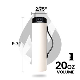 Sports Bottle, Stainless Steel Water Bottle 20oz with Sports Top, Double Insulated Water Bottles that Keep Your Drink Cold or Hot, White Sports - Elemental