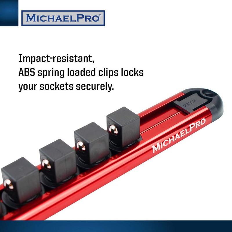 MichaelPro 3-Piece Aluminum Socket Organizer Rail Set- 1/4-inch, 3/8-Inch, and