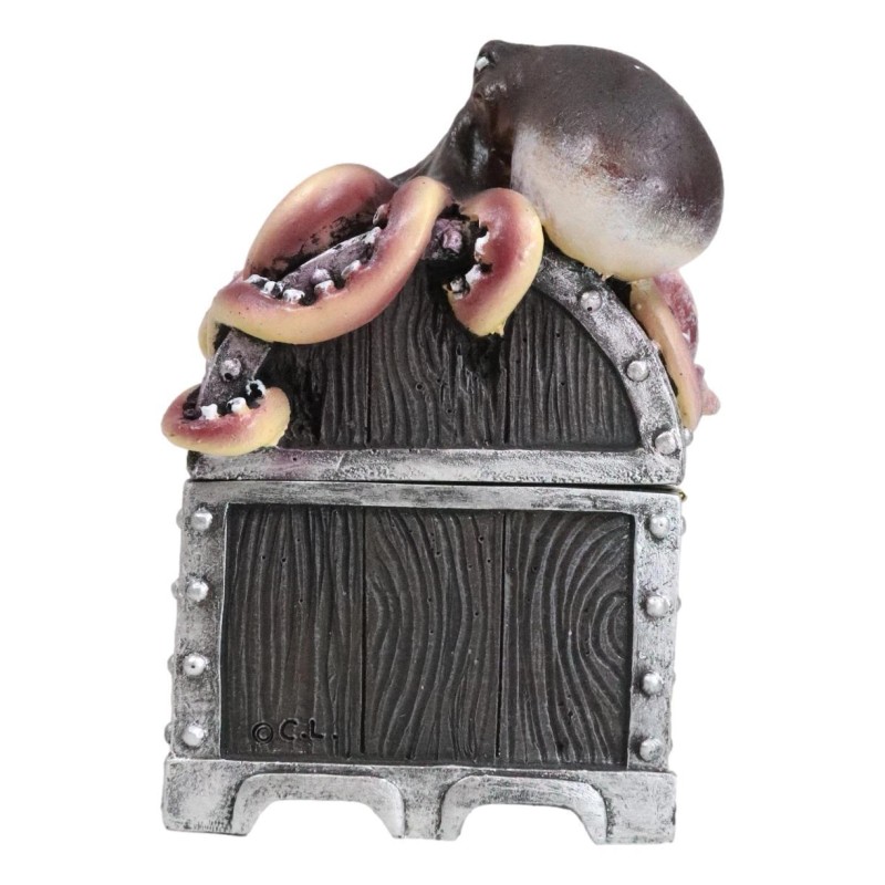 Ebros Gift Nautical Marine Ocean Octopus Kraken Guarding Treasure Chest