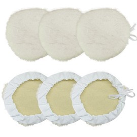 6PCS 7 Inch Car Wool Polishing Pad, Buffing Pad with Drawstring for Car Waxing & Cleaning, Polishing Bonnet for Vehicle, Glass, Furniture, Auto Polisher Pad Kit for Drill Buffer
