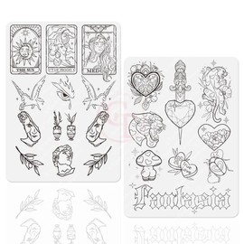 Piel de práctica de tatuaje diminuta preimpresa de doble cara con plantilla Pieles de tatuaje de línea fina blancas/rosas para entrenamiento de tatuajes (1 pieza de piel de tatuaje blanca)
