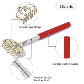 Telescopic Back Scratcher Extendable Handle Portable Stainless Steel Hand Massage Tool, Extends from 8.66 to 23.23 inches, 2 Pack