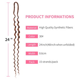 Thin 0.6cm Dreadlock Extensions Curly Ended 24 Inch Double Ended Synthetic Wavy Dreadlocks DE Dreadlock Extensions Soft Pre-looped Dreads 15 Strands
