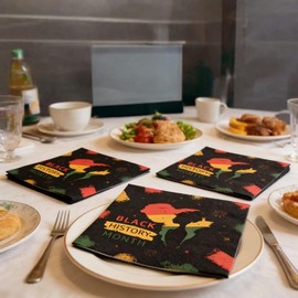 KYMY Black History Month Napkins, 96 Pcs African American February Holiday Disposable Paper Napkins, Black Pride Juneteenth BHM Party Favors for Heritage Home Dinner Table Decorations