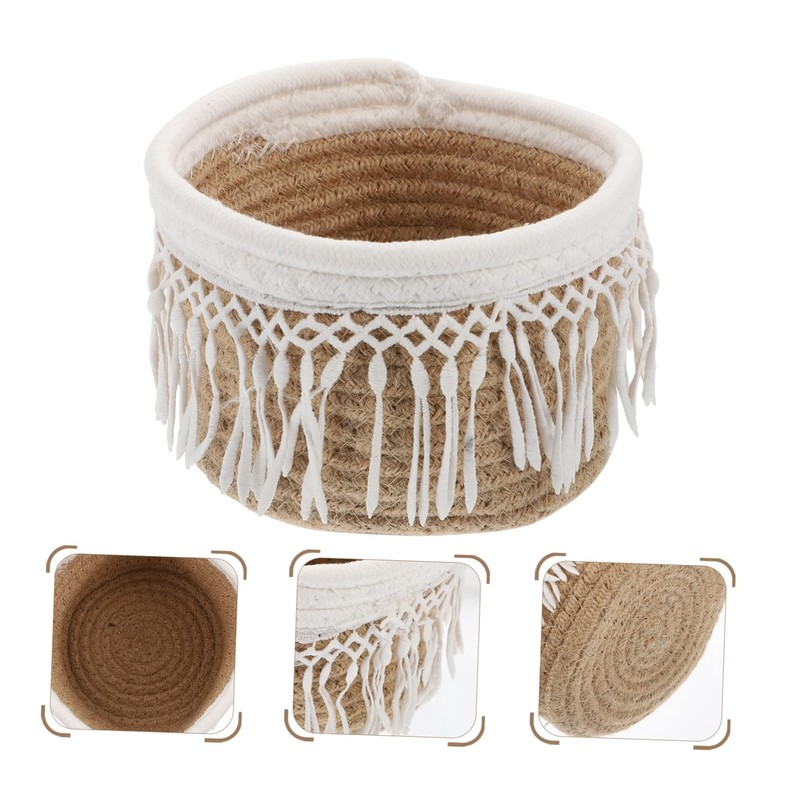 Alipis 1pc Multi-functional Cotton Thread Storage Basket Bohemian Style Organizer