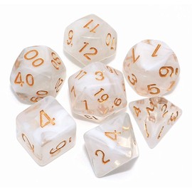 CREEBUY DND Dice Set 7Pcs Transparent Mix White Cloud Dice for Dungeon and Dragons D&D RPG Role Playing Games Polyhedral Dice
