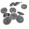Traditional Buttons Antique Silver Coloured Flower Flat Metal Buttons with