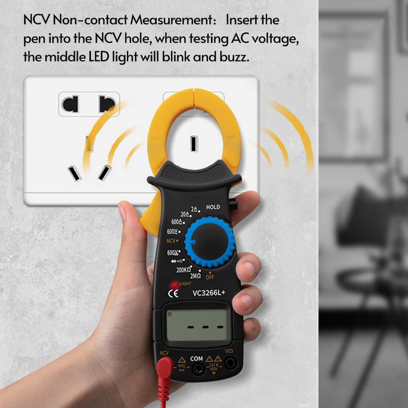 Digital Clamp Meter Multimeter Measures Resistance Alternating and Direct Current