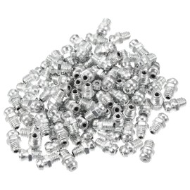 X AUTOHAUX 100 Pcs M6x1 Grease Nipple Fitting Straight 180 Degree Angle Galvanized Steel Grease Zerk Fitting Adapter for Car Truck Mechanical Lubrication