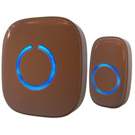 SadoTech Wireless Doorbells for Home, Apartments, Businesses, Classrooms, etc. - 1 Door Bell Ringer & 1 Plug-In Chime Receiver, Battery Operated, Easy-to-Use, Wireless Doorbell w/LED Flash, Brown
