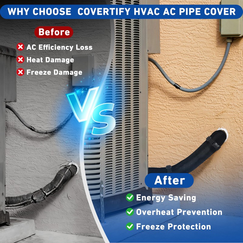 COVERTIFY 4 Layers HVAC Copper AC Line Pipe Insulation Cover