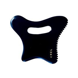 CHEL BIAN STONE BODY GUA SHA, Black, 7 inches L x 5.75 inches W x 0.35 inches D