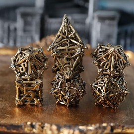 Metal DND Dice Set 7 Flower DND Dice Hollow Polyhedral Rose Gold Dice D20 D12 D10 D% D8 D6 D4 for Dungeons & Dragons RPG Board Table Games RPG MTG Games