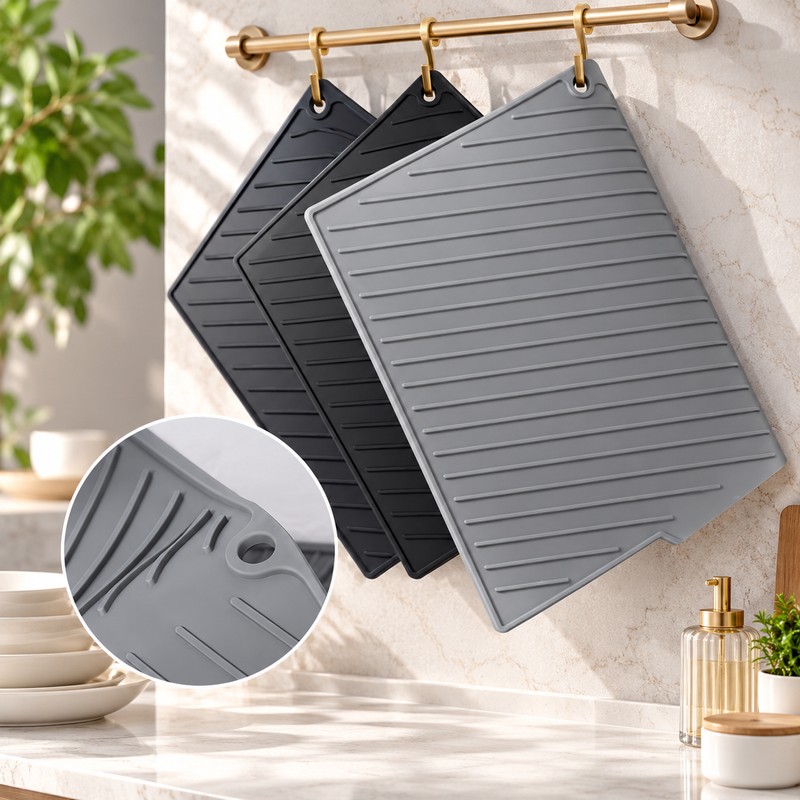 Silicone Dish Drying Mat for Kitchen Countertops – Non-Slip, Multi-Purpose