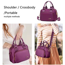 OPXTO Bolsos de hombro de nailon para mujer, impermeables, multiligeros, bolsillos y bolsas cruzadas., Azul, 10.43" x 4.33"x 7.68"