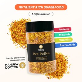 Manuka Doctor MANUKA DOCTOR Bee Pollen 150g, Nutrient Rich Superfood, Pure Raw Natural High Source of Proteins, Vitamins, Minerals & Amino Acids. Premium Organic Bee Pollen, Healthy Food, Non GMO.