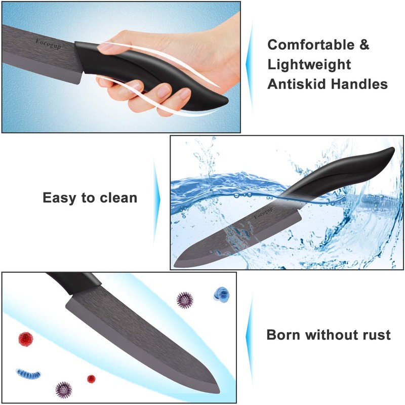 Updated Version Ceramic Knife Set 4-Piece with Sheaths (Includes 3"