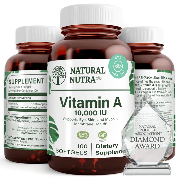 Natural Nutra Vitamin A 10,000 IU, Dietary Supplement from Cod