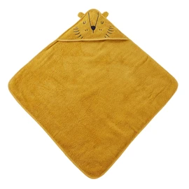Familando Hooded Towel Lion with Ears for Babies and Toddlers, Gold Yellow Bath Towel 80 x 80 cm for Children, 100% Cotton, Bath Towel for Outdoor Camping and On the Go