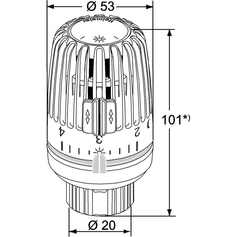 TA Heimeier 9710-24.500 Thermostat-Kopf VK Flüssigkeitsgefüllt und 2 Sparclips, Skalenhaube