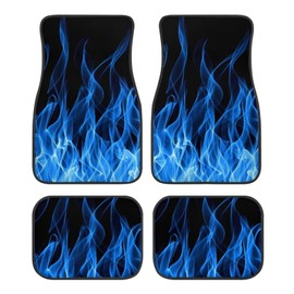 Brosoneto Blue Flame Auto Floor Carpet 4 Piece Set of Vehicle Front Rear Carpets Mat (2 pcs Auto Front Floor Mats, 2 pcs Rear Vehicle Carpet) Full Set of 4 PCS Interior Carpets Durable Universal Fit