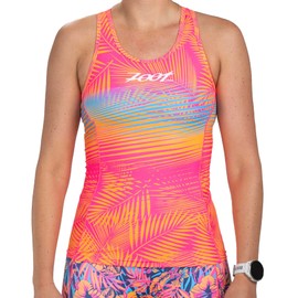 Zoot Women’s LTD Racerback Triathlon Tank Top, Sleeveless Tank for Racing & Endurance Training, Built-in Bra & Rear Pockets - Club Aloha - X-Large
