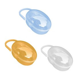 Dummy Case,3 Pack Pacifier Storage Box with Portable Handle Soother Pacifier Boxes BPA Free Baby Nipple Cases Prevent Bacterial Dust for Travel(Yellow+Transparent+Blue)