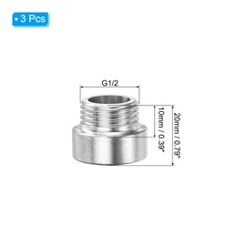 PATIKIL Shower Head Extension Arm Set of 3 201 Stainless Steel G1/2 Female to Male Thread 20mm Length Pipe Fitting Shower Head Extender