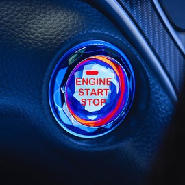 Car Engine Ignition Start/Stop Button Cover, Car Ignition Button Decorative Ring Sticker, Crystal Start Button Ignition Protective Cover, Car Internal Circuit Breaker Button Cover (Red)