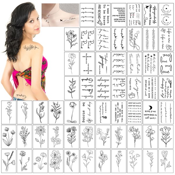 60 Pcs Realistic Temporary Tattoossheets Tiny Small Removable Adult Fake