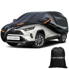 Car Cover Custom Fit for Toyota RAV4, 210D SUV Car Cover Waterproof All Weather, 6 Layers Full Exterior Covers with Zipper Door & Windproof Bands, Mirror Pocket for Snow Rain Dust Protection