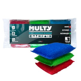 MULTY Set of 3 Non-Scratch Sponges for Home, Kitchen, and Bathroom – Durable, Reusable, and Washable up to 100 Times – Hygiene and Cleaning Made in Italy