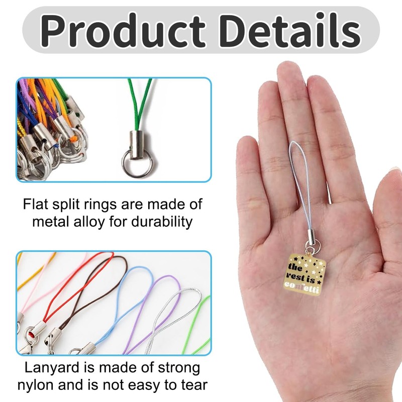 100-Piece Multicolor Phone Charm String Set with Lobster Clasps for