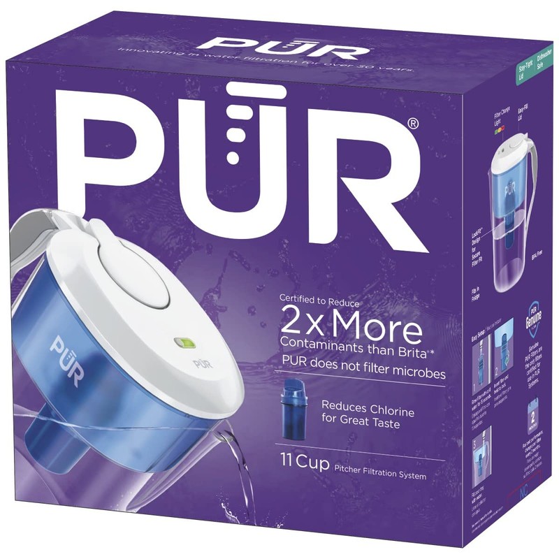 PUR CR1100CV Classic Water Filter Pitcher Filtration System, 11 Cup
